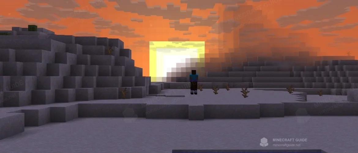 Steve riding a horse across sandy terrain at sunset